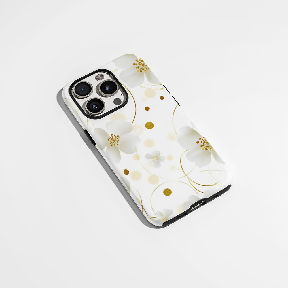 Double-Layer Semi-Handprinted Tough Matte Flowers iPhone Case