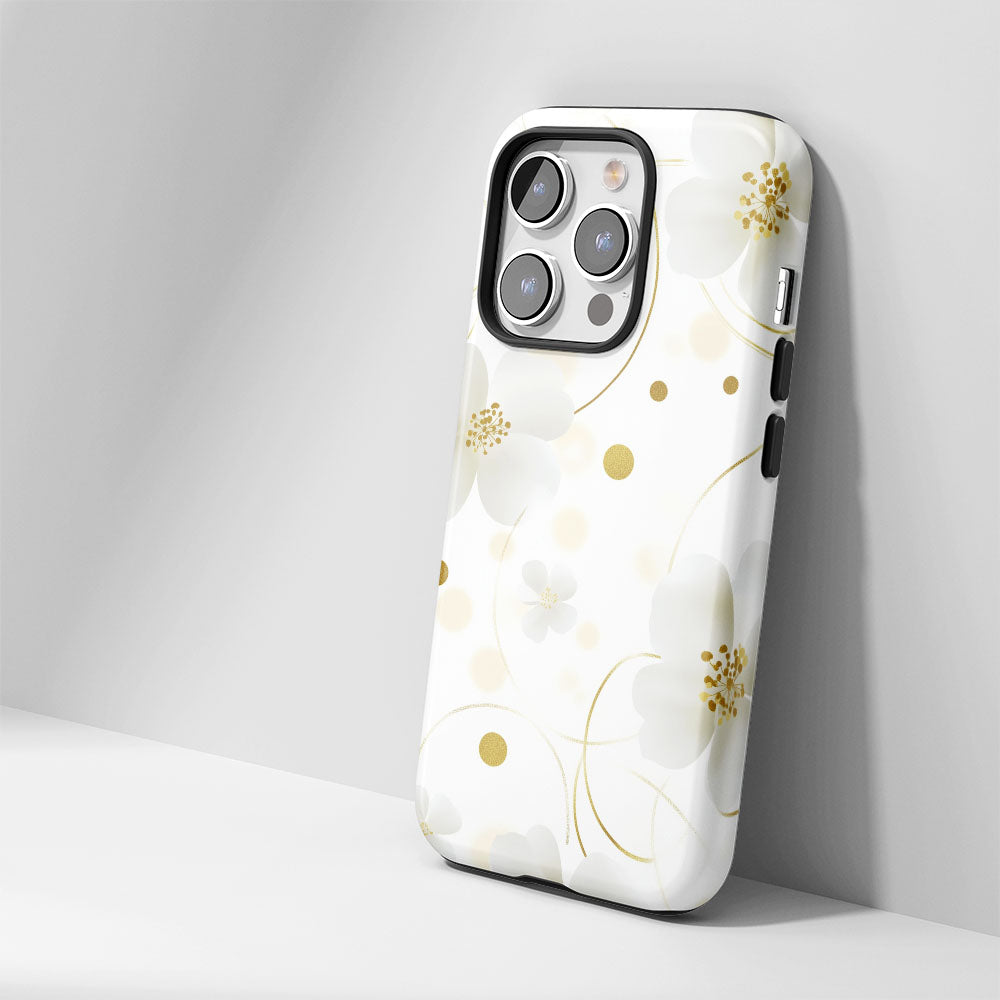 Double-Layer Semi-Handprinted Tough Matte Flowers iPhone Case
