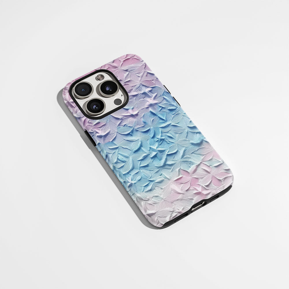 Double-Layer Semi-Handprinted Tough Matte Flowers iPhone Case