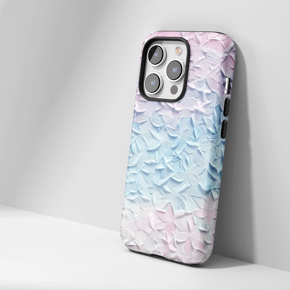 Double-Layer Semi-Handprinted Tough Matte Flowers iPhone Case