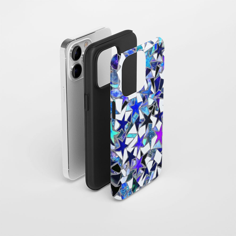Double-Layer Semi-Handprinted Tough Matte Stars iPhone Case