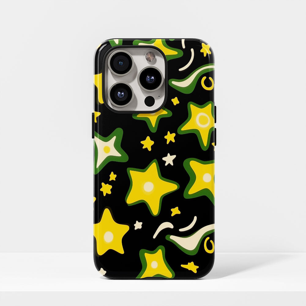 Double-Layer Semi-Handprinted Tough Matte Stars iPhone Case