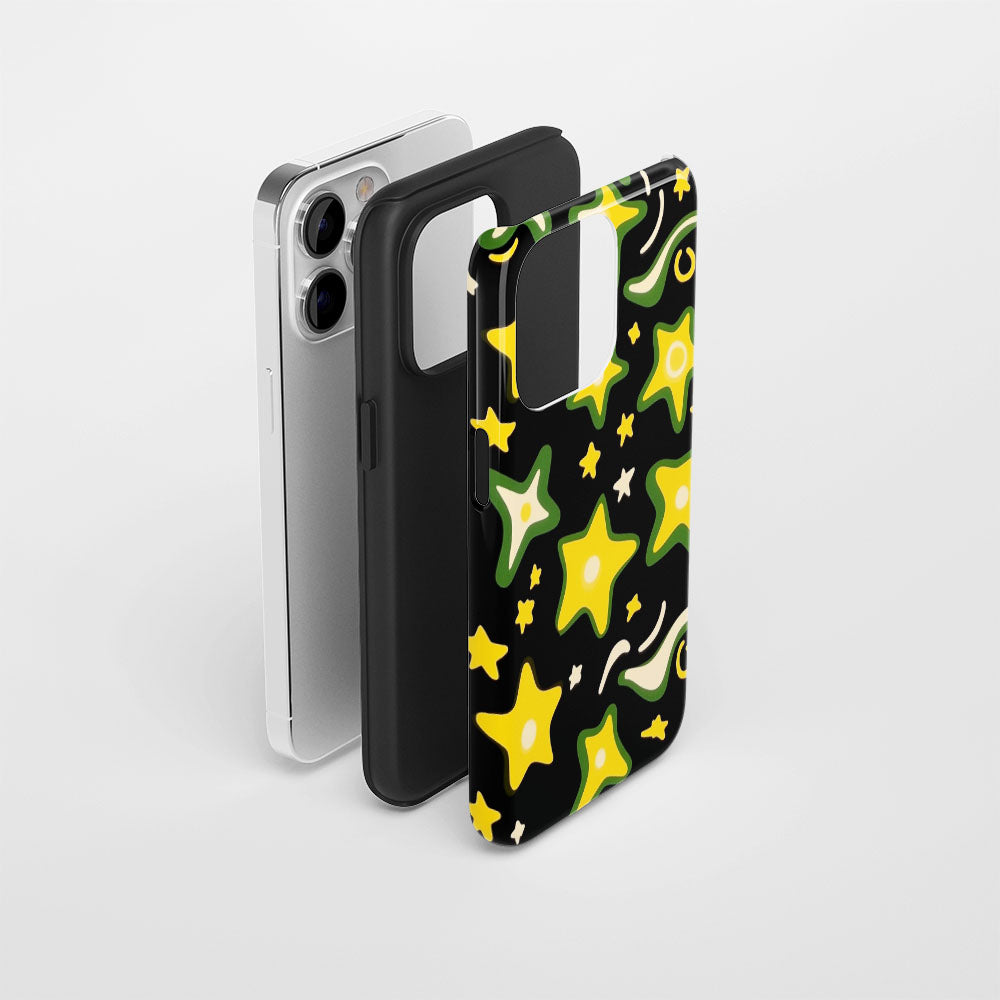 Double-Layer Semi-Handprinted Tough Matte Stars iPhone Case