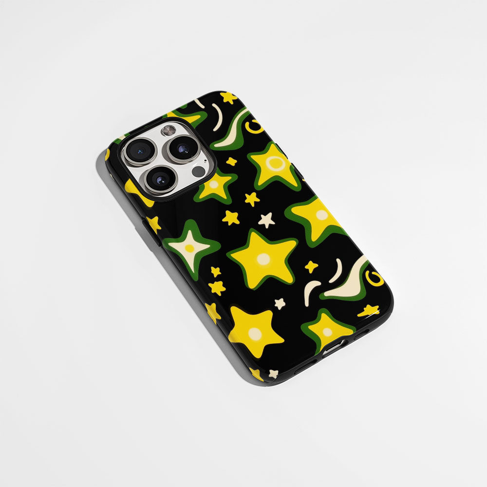 Double-Layer Semi-Handprinted Tough Matte Stars iPhone Case