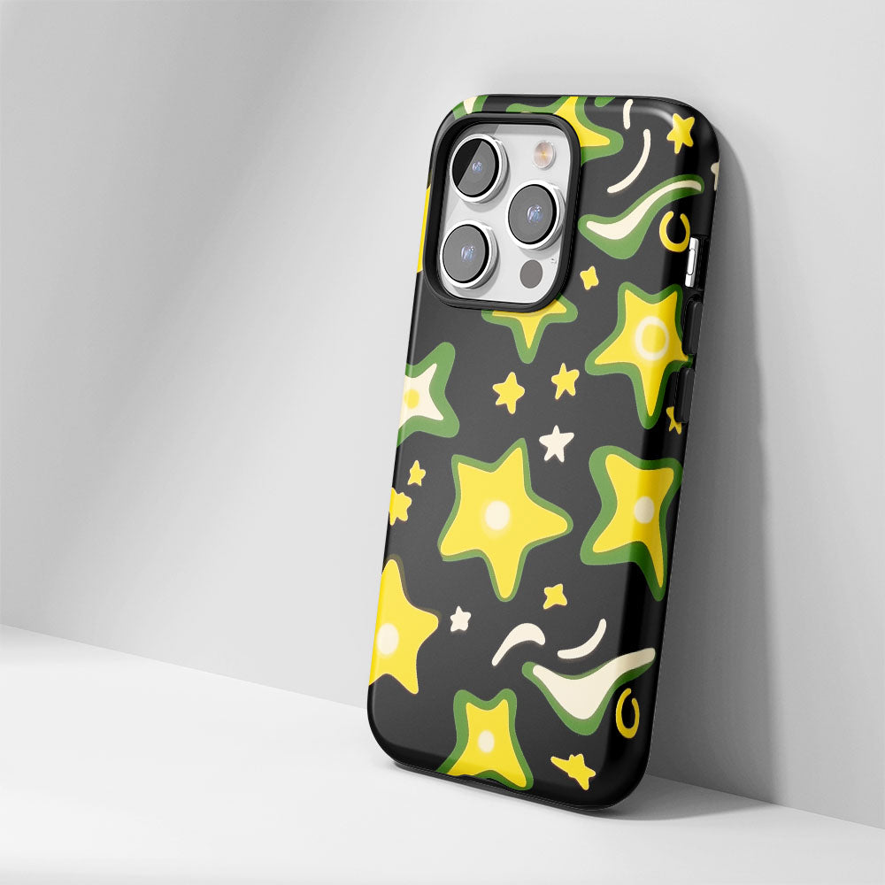 Double-Layer Semi-Handprinted Tough Matte Stars iPhone Case