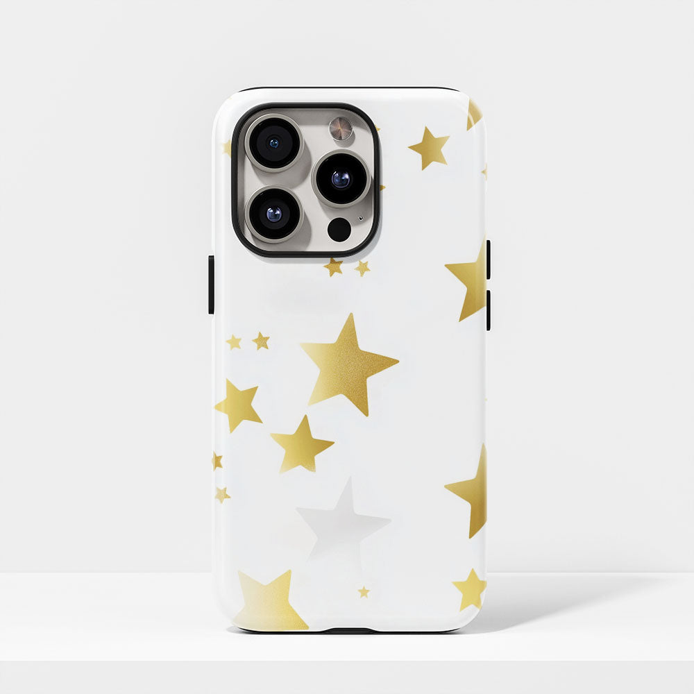 Double-Layer Semi-Handprinted Tough Matte Stars iPhone Case