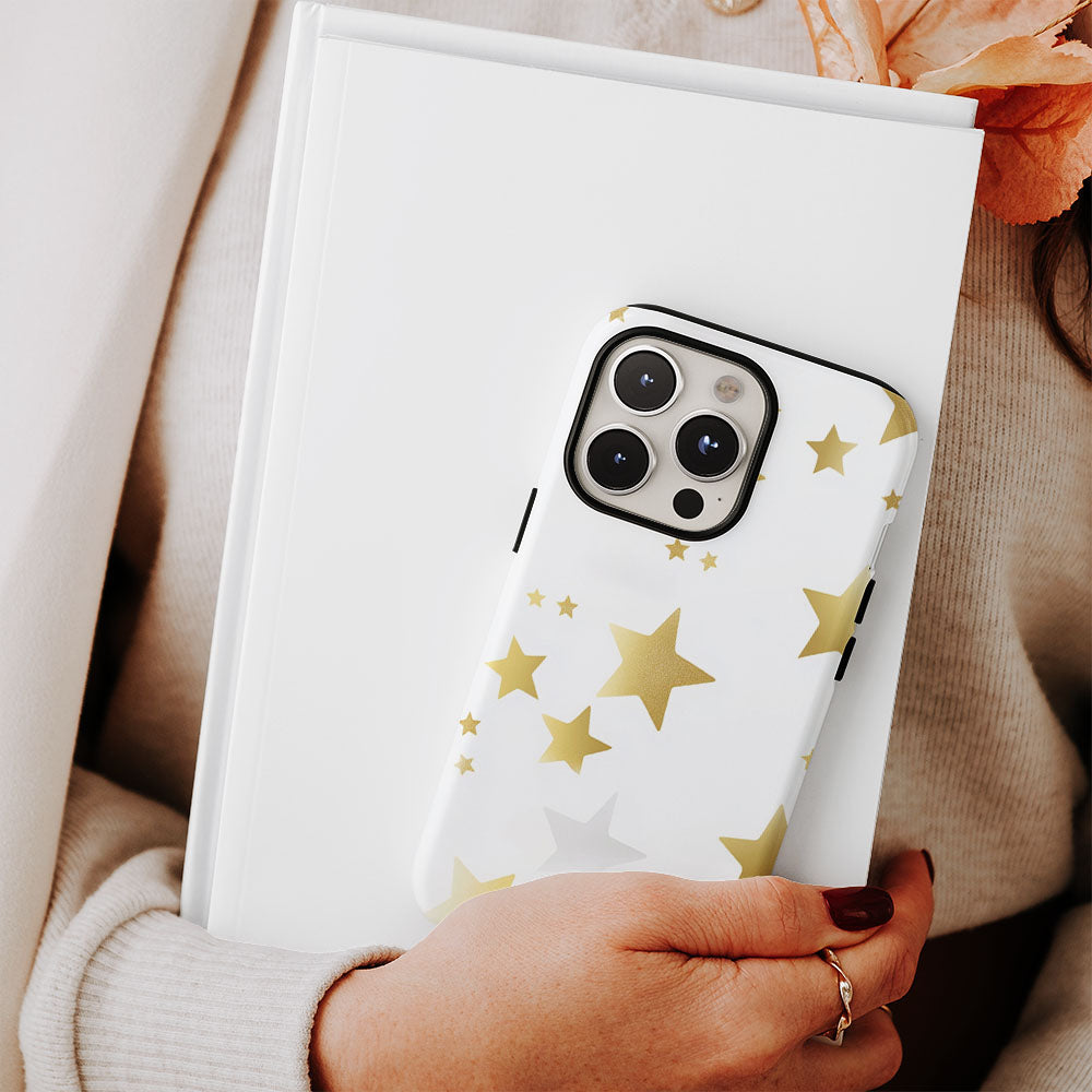 Double-Layer Semi-Handprinted Tough Matte Stars iPhone Case