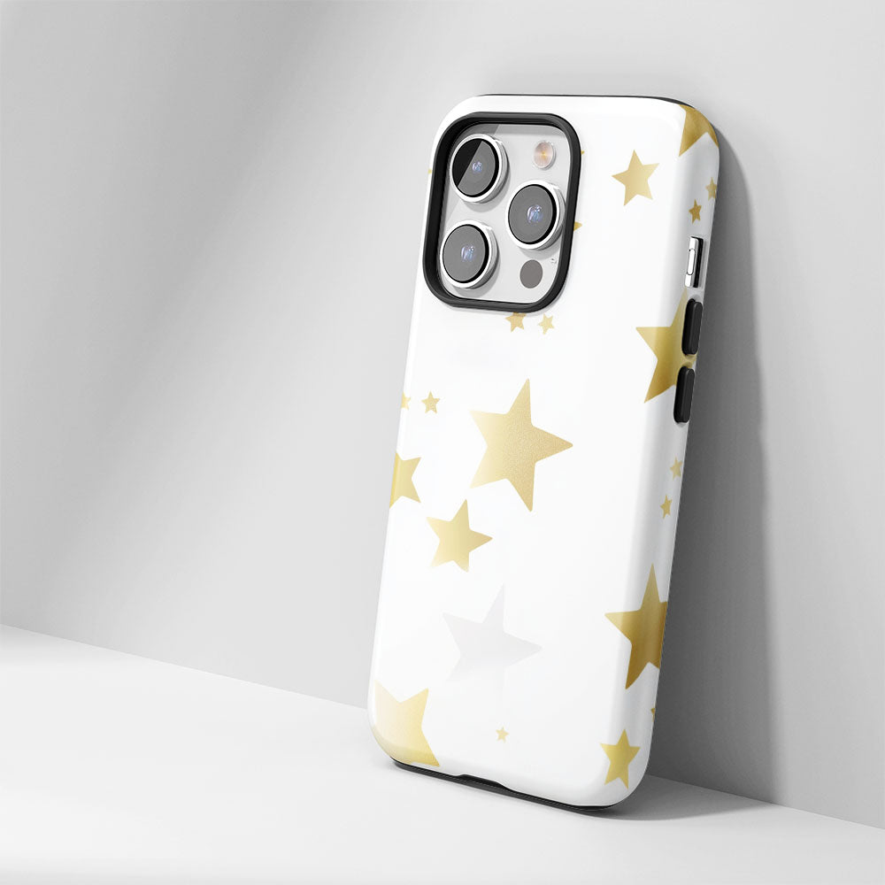 Double-Layer Semi-Handprinted Tough Matte Stars iPhone Case