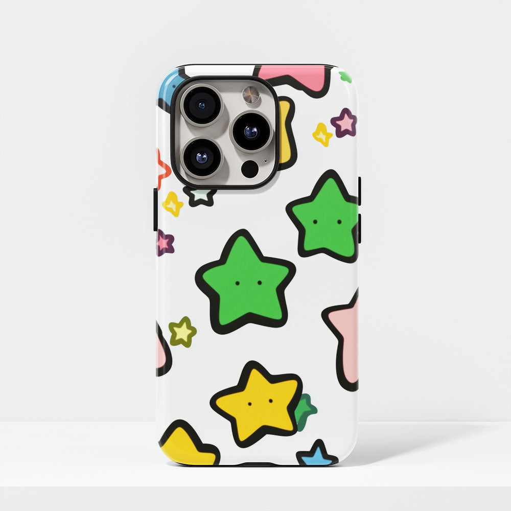 Double-Layer Semi-Handprinted Tough Matte Stars iPhone Case