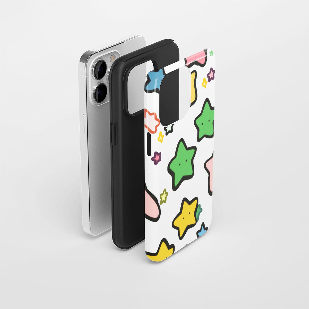 Double-Layer Semi-Handprinted Tough Matte Stars iPhone Case