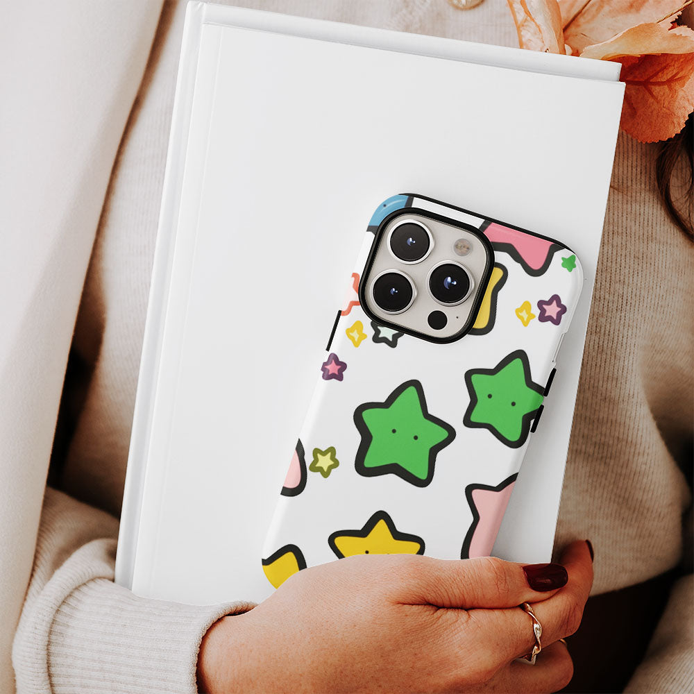 Double-Layer Semi-Handprinted Tough Matte Stars iPhone Case