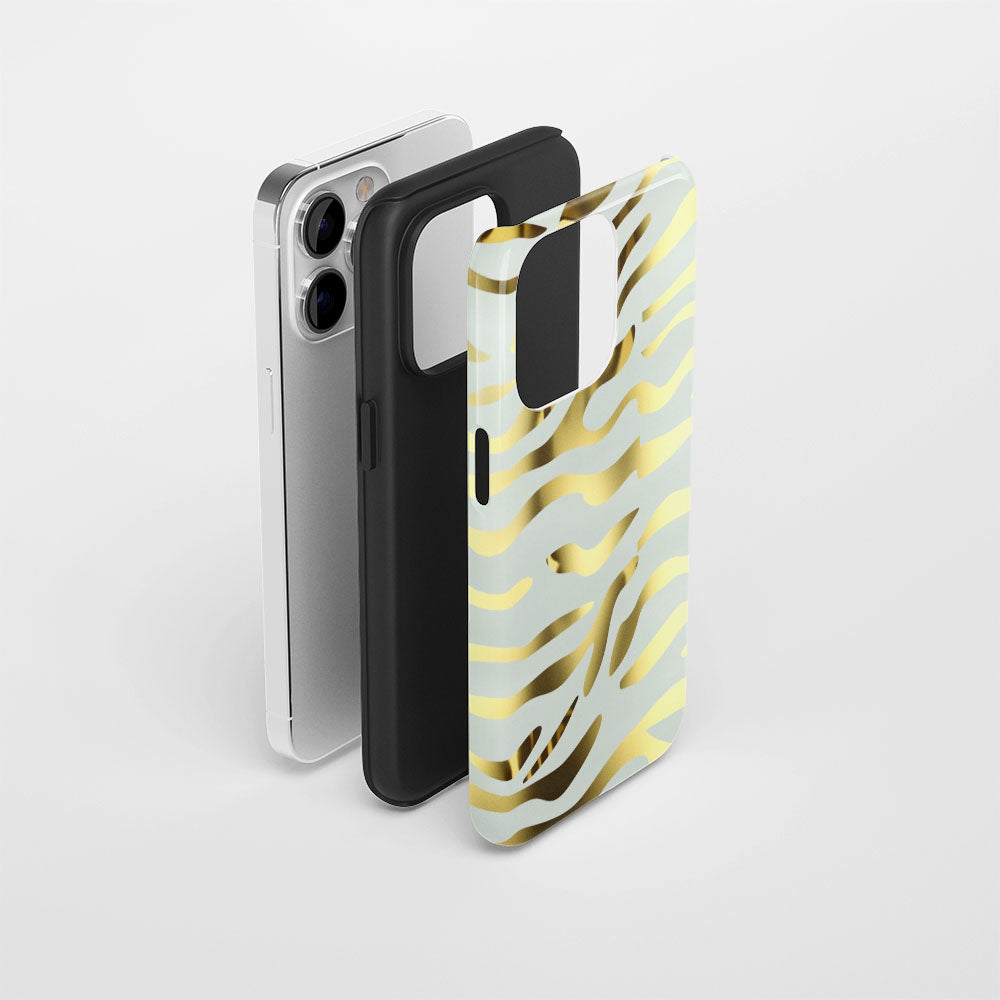 Double-Layer Semi-Handprinted Tough Matte Tiger Stripes iPhone Case