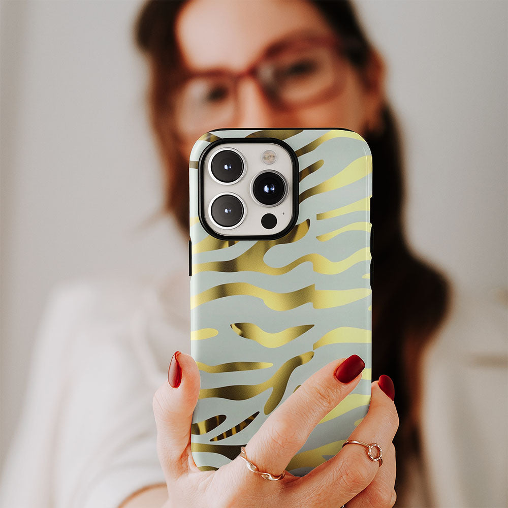 Double-Layer Semi-Handprinted Tough Matte Tiger Stripes iPhone Case