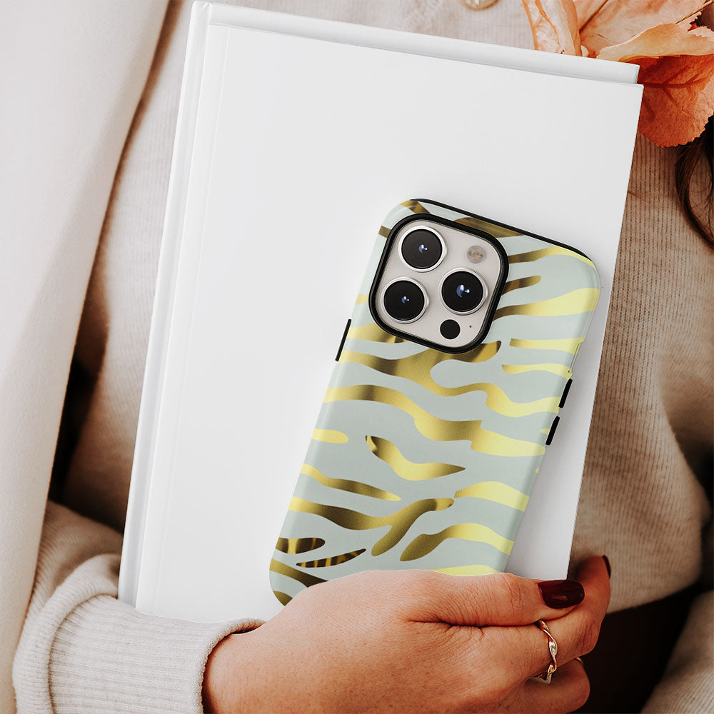 Double-Layer Semi-Handprinted Tough Matte Tiger Stripes iPhone Case