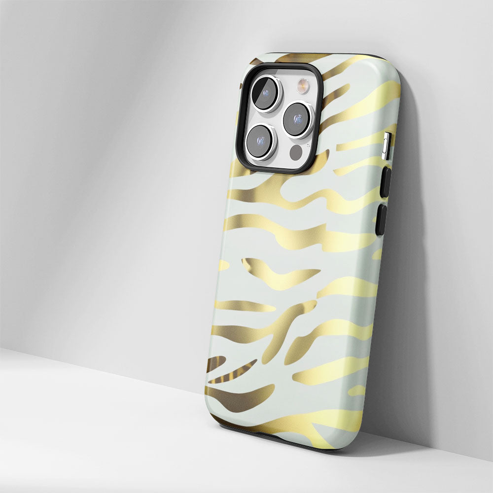 Double-Layer Semi-Handprinted Tough Matte Tiger Stripes iPhone Case