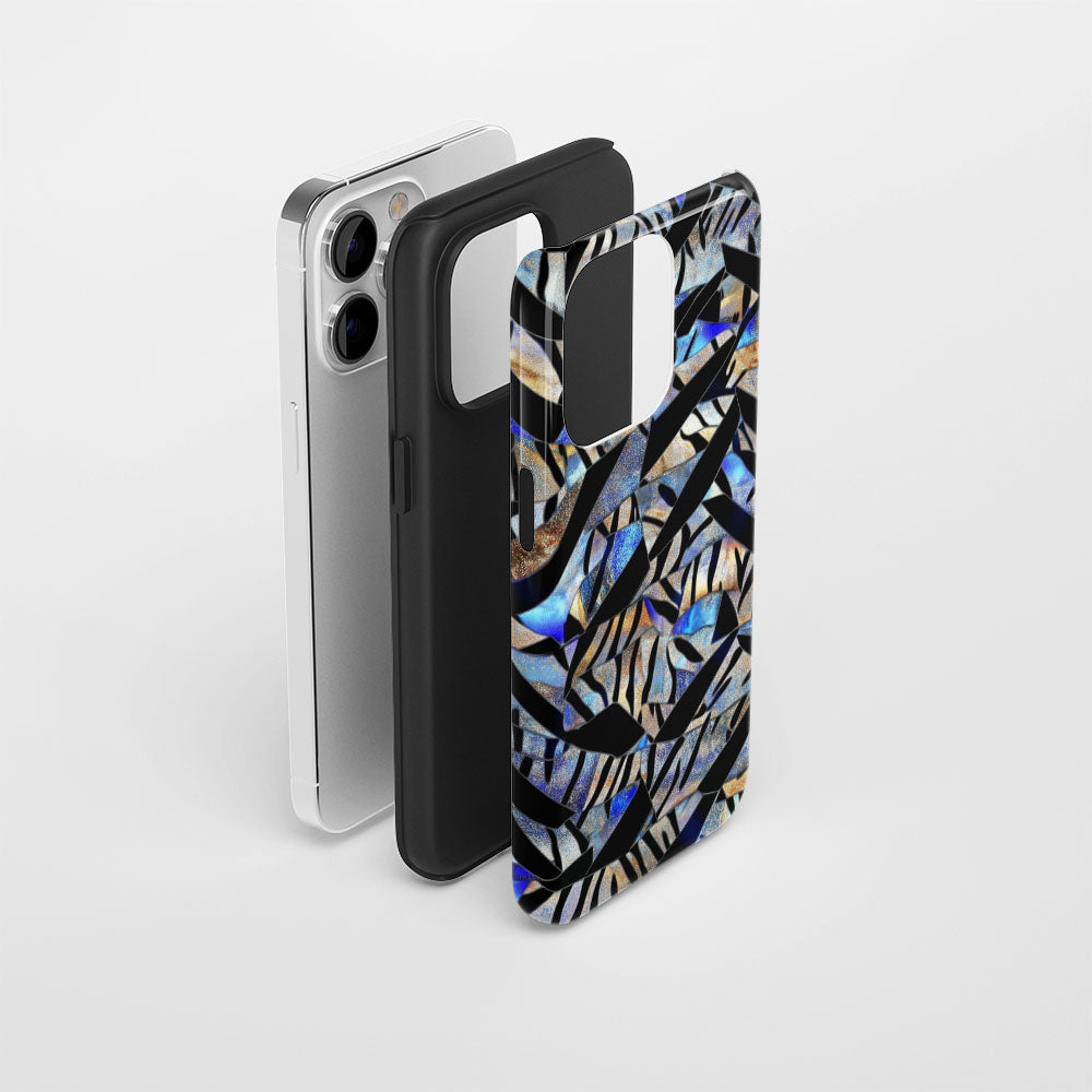 Double-Layer Semi-Handprinted Tough Matte Tiger Stripes iPhone Case