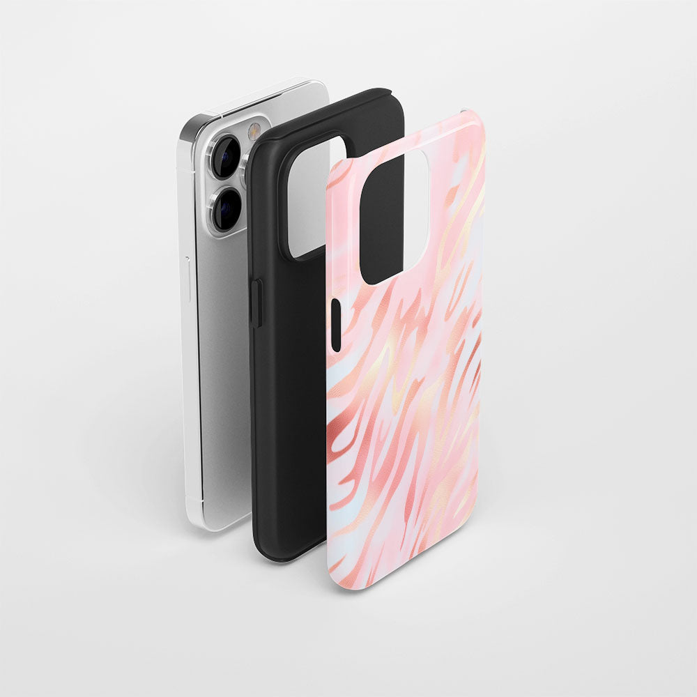Double-Layer Semi-Handprinted Tough Matte Tiger Stripes iPhone Case