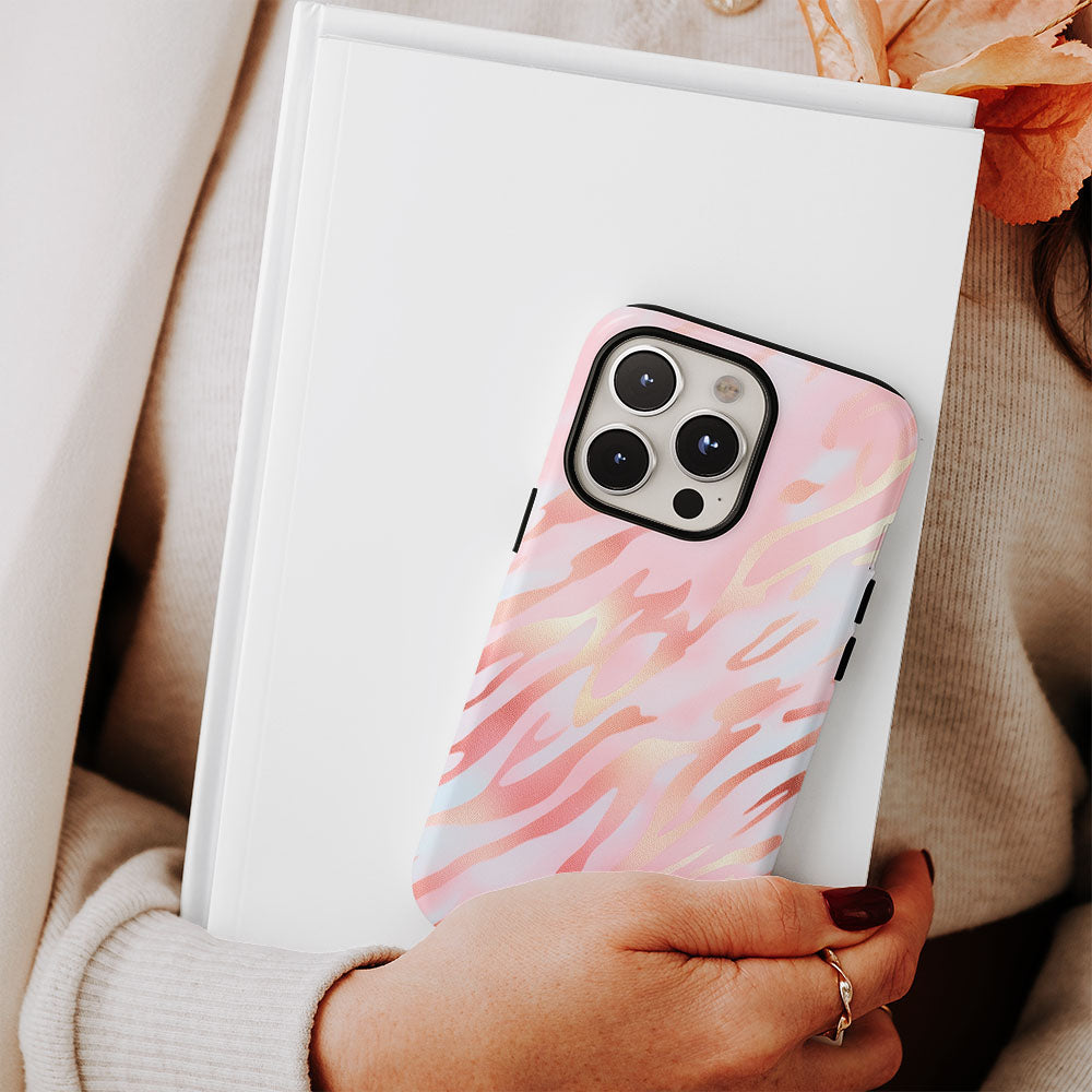 Double-Layer Semi-Handprinted Tough Matte Tiger Stripes iPhone Case