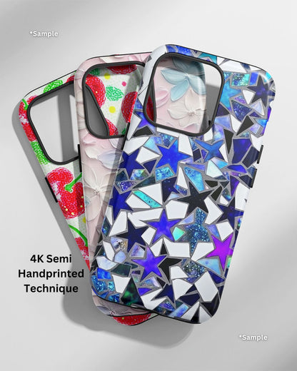 Double-Layer Semi-Handprinted Tough Matte Cherries iPhone Case (MagSafe-Compatible)