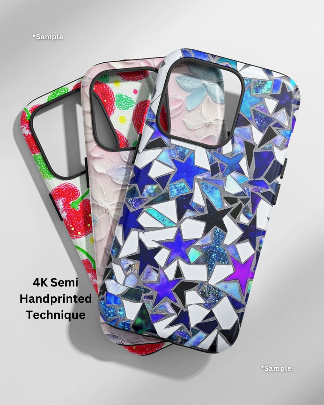 Double-Layer Semi-Handprinted Tough Matte Cherries iPhone Case (MagSafe-Compatible)