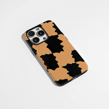 Double-Layer Semi-Handprinted Tough Matte Checks iPhone Case