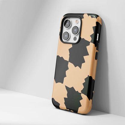 Double-Layer Semi-Handprinted Tough Matte Checks iPhone Case