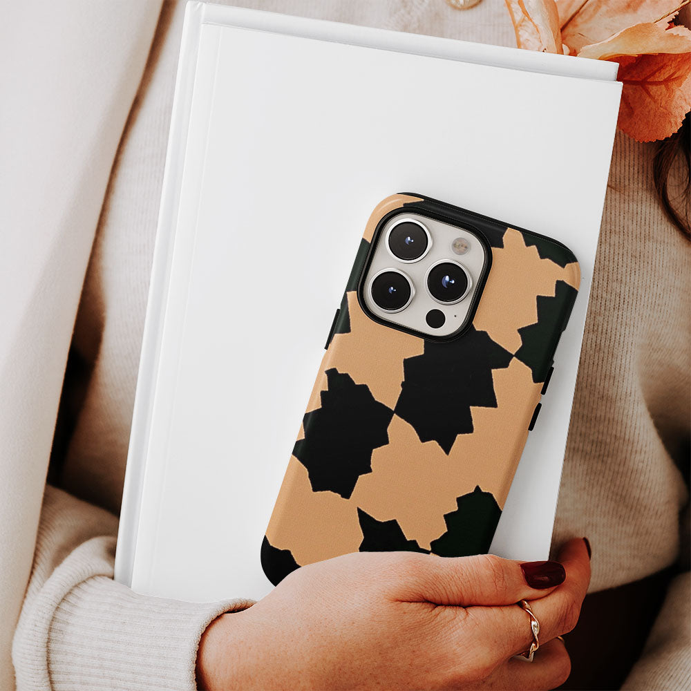 Double-Layer Semi-Handprinted Tough Matte Checks iPhone Case