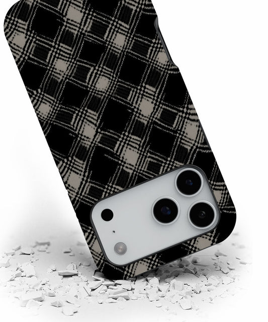 Double-Layer Semi-Handprinted Tough Matte Checks iPhone Case