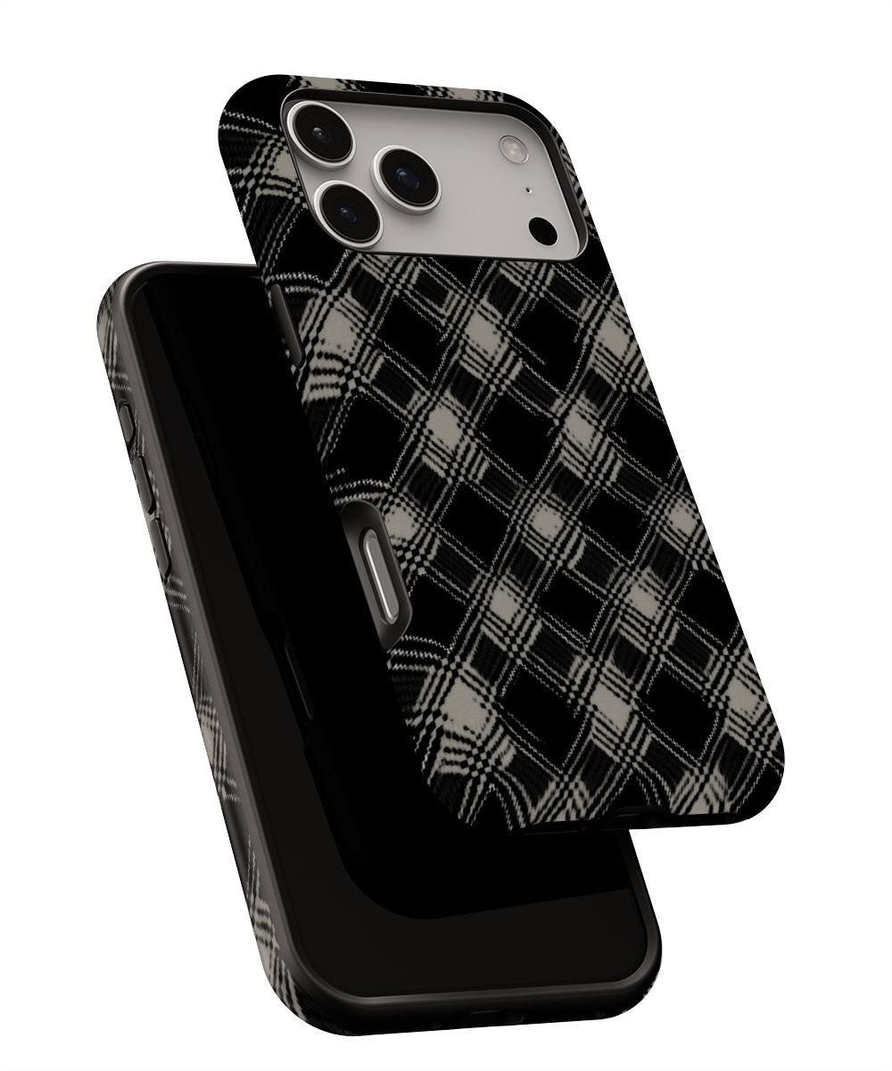 Double-Layer Semi-Handprinted Tough Matte Checks iPhone Case
