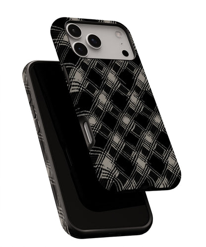 Double-Layer Semi-Handprinted Tough Matte Checks iPhone Case