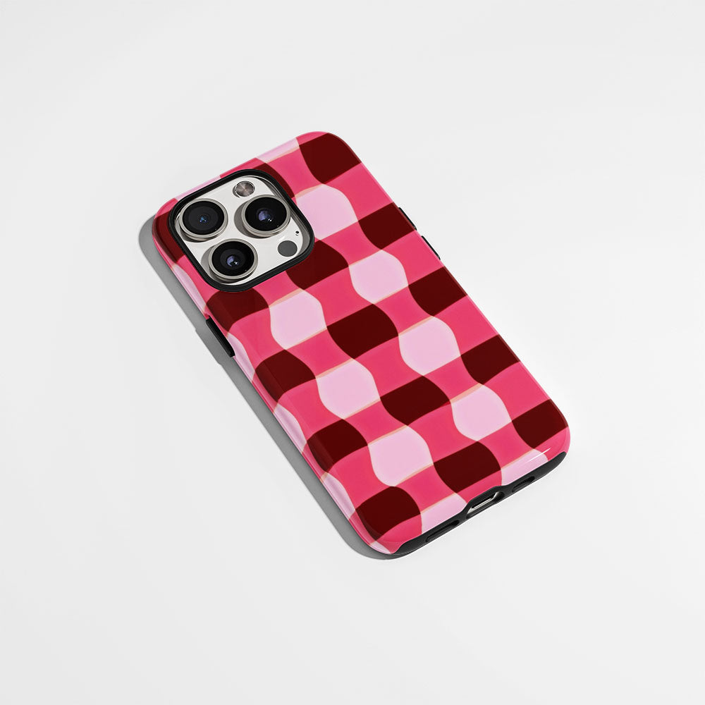 Double-Layer Semi-Handprinted Tough Matte Checks iPhone Case