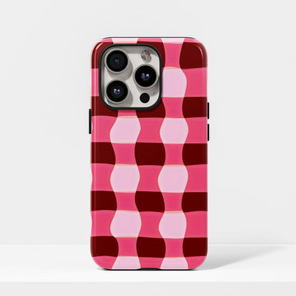 Double-Layer Semi-Handprinted Tough Matte Checks iPhone Case