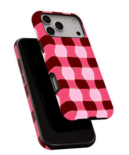 Double-Layer Semi-Handprinted Tough Matte Checks iPhone Case