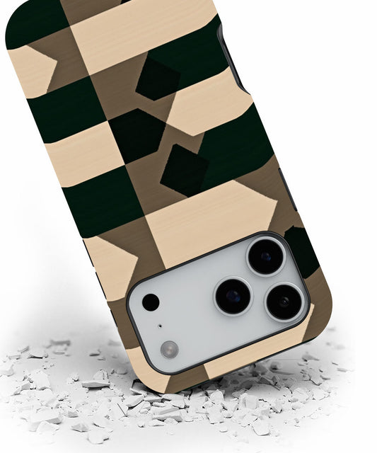 Double-Layer Semi-Handprinted Tough Matte Checks iPhone Case