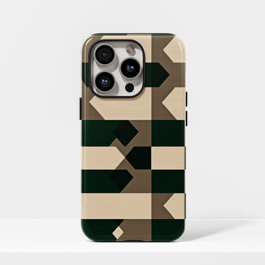 Double-Layer Semi-Handprinted Tough Matte Checks iPhone Case