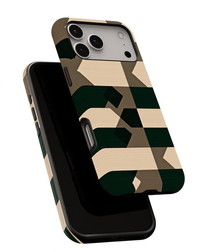 Double-Layer Semi-Handprinted Tough Matte Checks iPhone Case