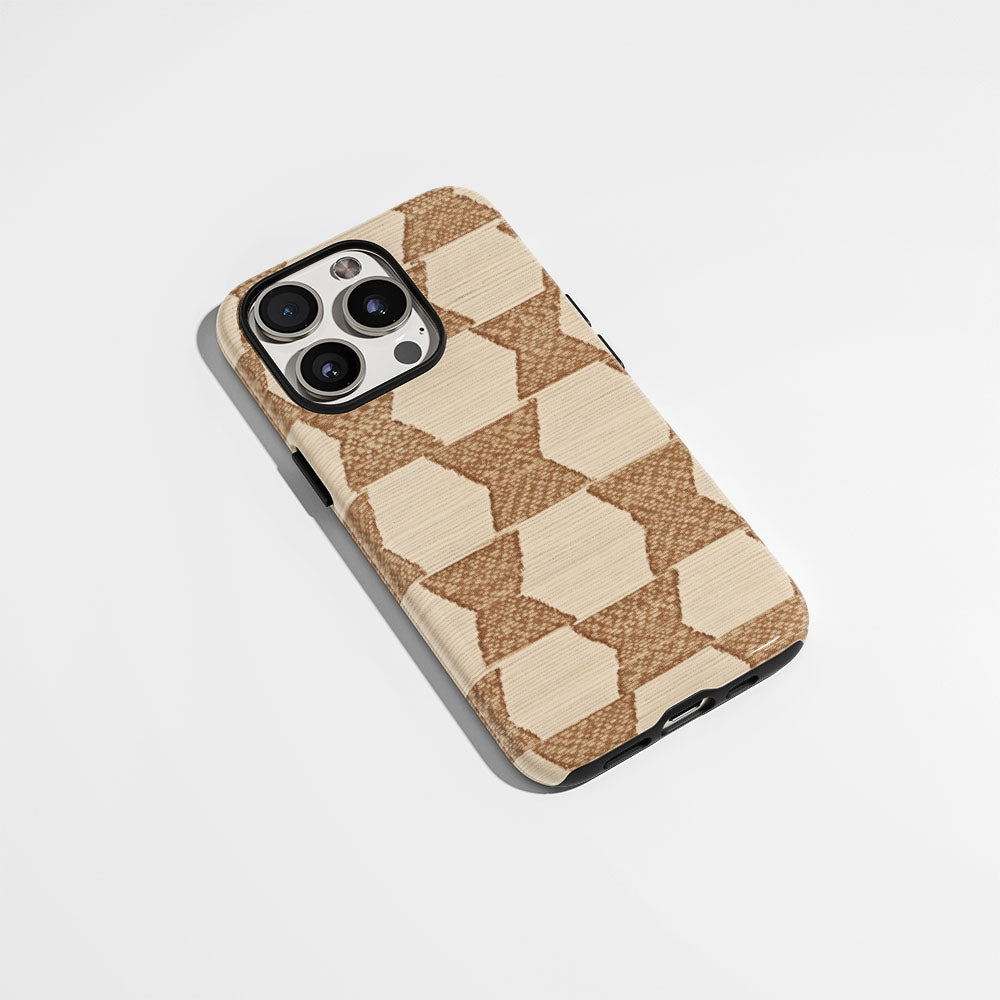 Double-Layer Semi-Handprinted Tough Matte Checks iPhone Case