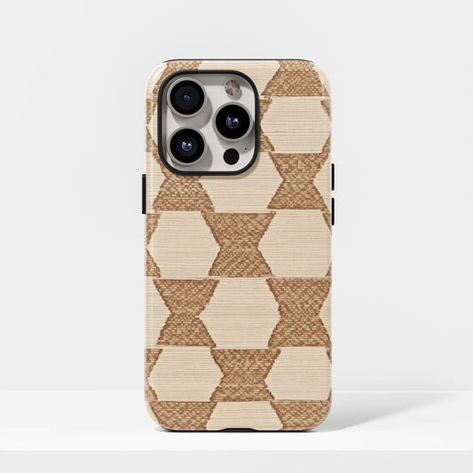 Double-Layer Semi-Handprinted Tough Matte Checks iPhone Case