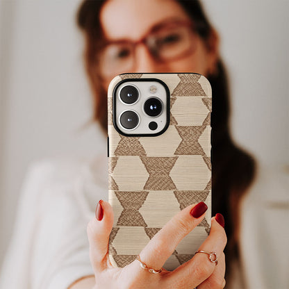 Double-Layer Semi-Handprinted Tough Matte Checks iPhone Case