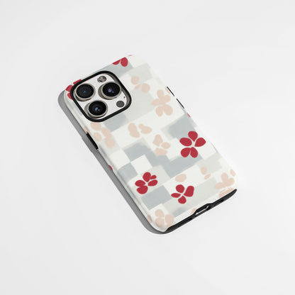 Double-Layer Semi-Handprinted Tough Matte Checks iPhone Case