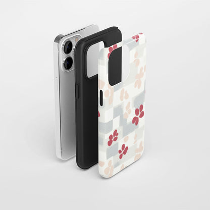 Double-Layer Semi-Handprinted Tough Matte Checks iPhone Case