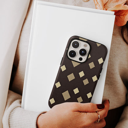 Double-Layer Semi-Handprinted Tough Matte Checks iPhone Case