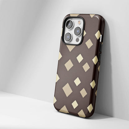 Double-Layer Semi-Handprinted Tough Matte Checks iPhone Case