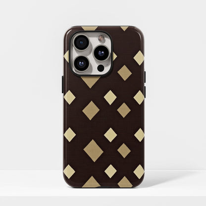 Double-Layer Semi-Handprinted Tough Matte Checks iPhone Case