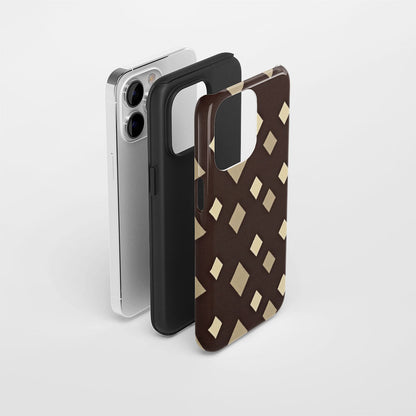 Double-Layer Semi-Handprinted Tough Matte Checks iPhone Case