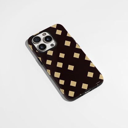 Double-Layer Semi-Handprinted Tough Matte Checks iPhone Case