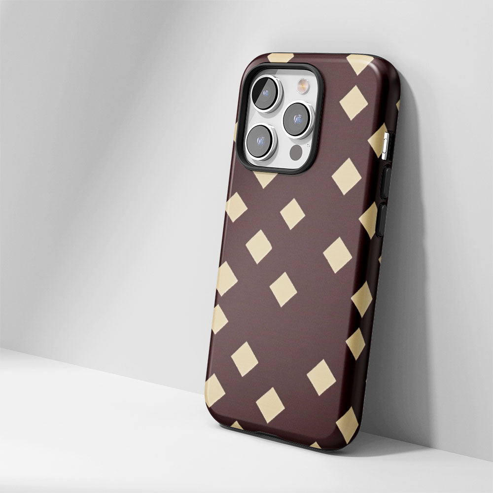 Double-Layer Semi-Handprinted Tough Matte Checks iPhone Case