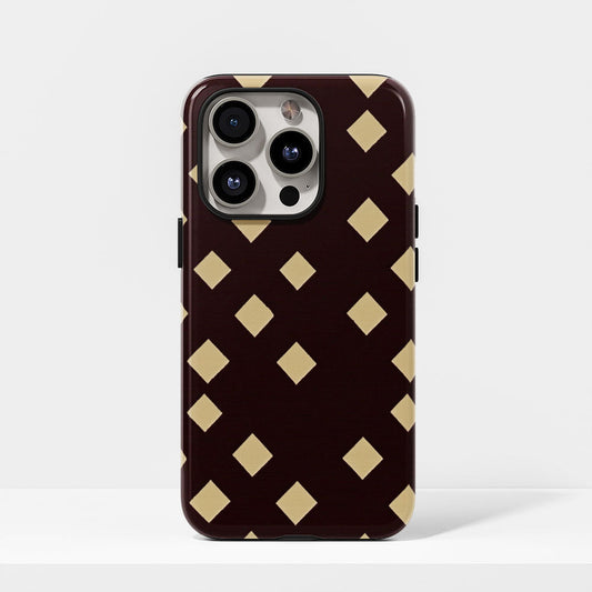 Double-Layer Semi-Handprinted Tough Matte Checks iPhone Case