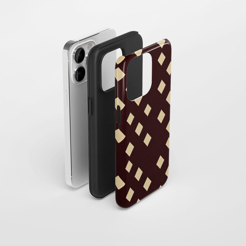 Double-Layer Semi-Handprinted Tough Matte Checks iPhone Case