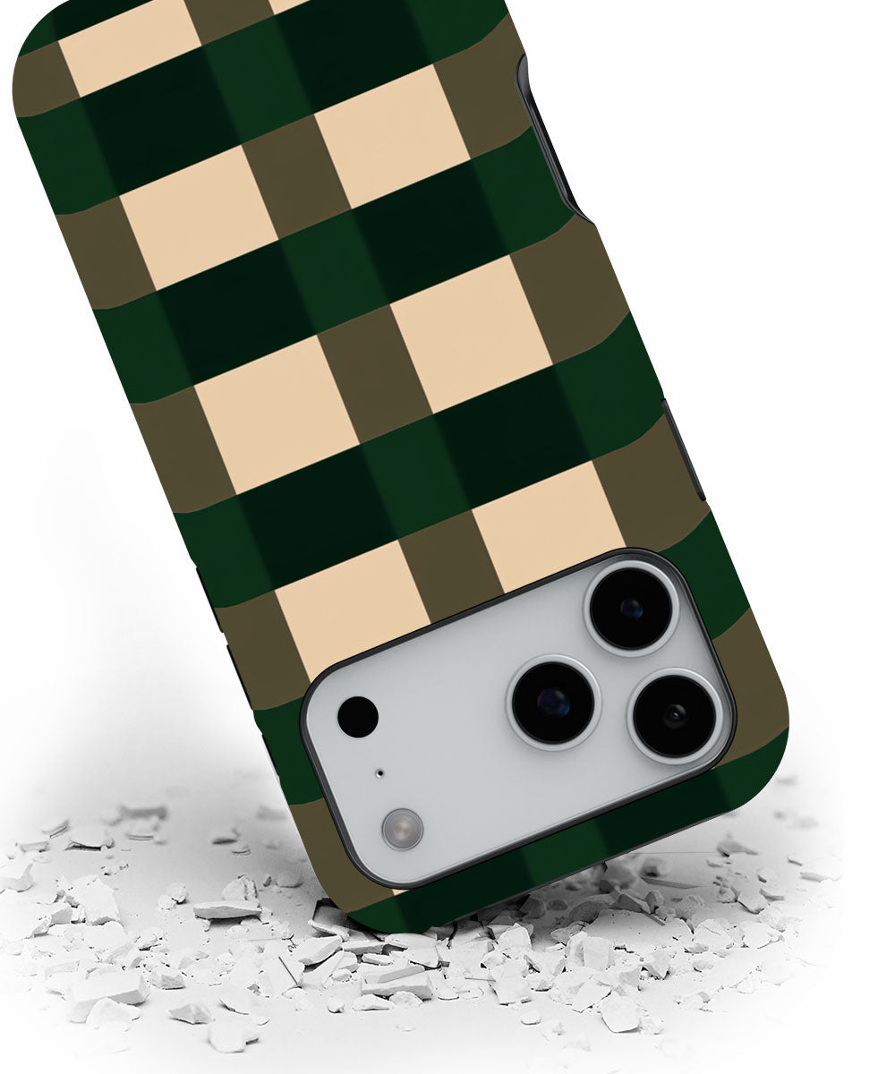 Double-Layer Semi-Handprinted Tough Matte Checks iPhone Case